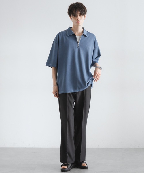 RAGEBLUE（レイジブルー）の「ピグメント加工/ダンボールハーフジップTシャツ（Tシャツ/カットソー・メンズ・ネイビー/ブラウン/グレー/アイボリー・MEDIUM/LARGE）」の17枚目の写真
