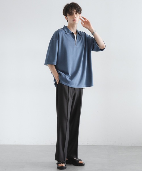 RAGEBLUE（レイジブルー）の「ピグメント加工/ダンボールハーフジップTシャツ（Tシャツ/カットソー・メンズ・ネイビー/ブラウン/グレー/アイボリー・MEDIUM/LARGE）」の14枚目の写真