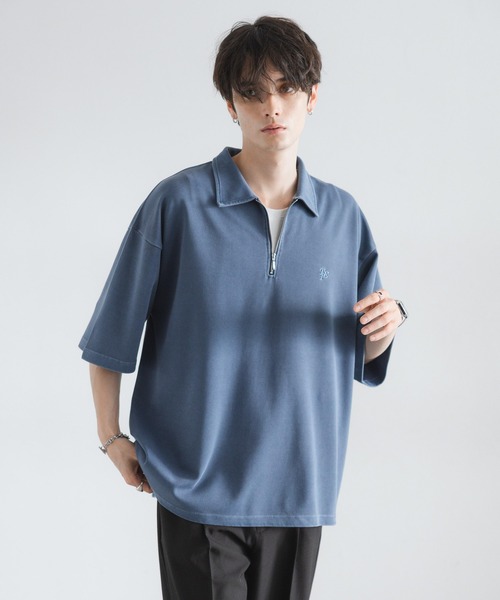 RAGEBLUE（レイジブルー）の「ピグメント加工/ダンボールハーフジップTシャツ（Tシャツ/カットソー・メンズ・ネイビー/ブラウン/グレー/アイボリー・MEDIUM/LARGE）」の13枚目の写真