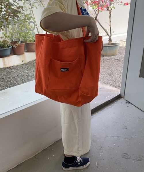 Ressaca（レサーカ）の「ワンポイント刺繍ロゴビッグキャンバストートバッグ（トートバッグ・レディース・イエロー/オレンジ/レッド/ブルー/ホワイト/グリーン/ブラック・FREE）」の7枚目の写真