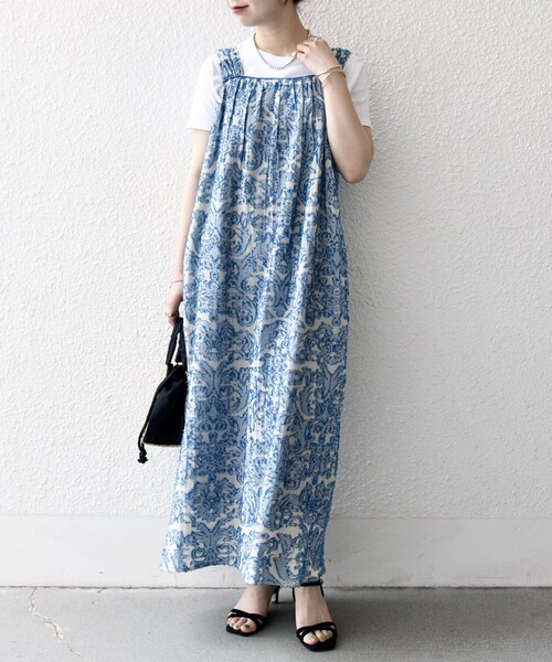 ■専用■美品 SHIPS 1,8万円 2024SS マキシワンピース シップス セール】SHIPS any:〈手洗い可能〉メッシュ ジャカード ギャザー