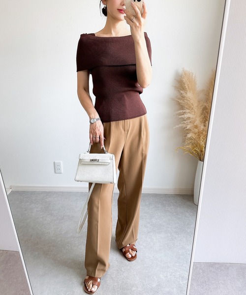 &. NOSTALGIA(アンドドットノスタルジア)の「【ZOZO限定】オフショルノースリニット(ニット/セーター・レディース・ブラック/ブラウン/ホワイト・M)」の12枚目の写真