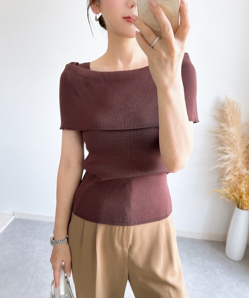 &. NOSTALGIA(アンドドットノスタルジア)の「【ZOZO限定】オフショルノースリニット(ニット/セーター・レディース・ブラック/ブラウン/ホワイト・M)」の8枚目の写真