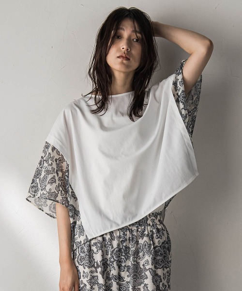 MAYSON GREY（メイソングレイ）の「ペイズリー柄ドッキングポンチョTシャツ≪洗濯機で洗える≫（Tシャツ/カットソー・レディース・アイボリー/レッド系その他・M）」の15枚目の写真
