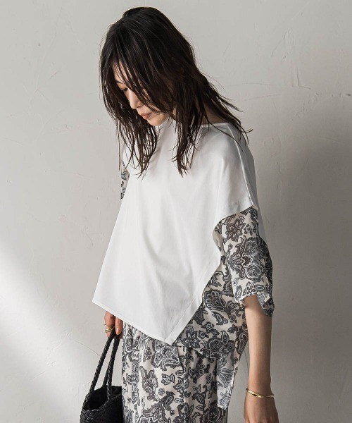 MAYSON GREY（メイソングレイ）の「ペイズリー柄ドッキングポンチョTシャツ≪洗濯機で洗える≫（Tシャツ/カットソー・レディース・アイボリー/レッド系その他・M）」の14枚目の写真