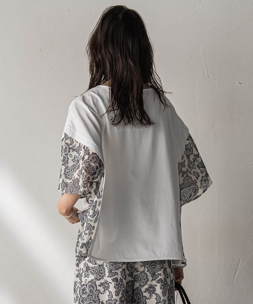 MAYSON GREY（メイソングレイ）の「ペイズリー柄ドッキングポンチョTシャツ≪洗濯機で洗える≫（Tシャツ/カットソー・レディース・アイボリー/レッド系その他・M）」の13枚目の写真