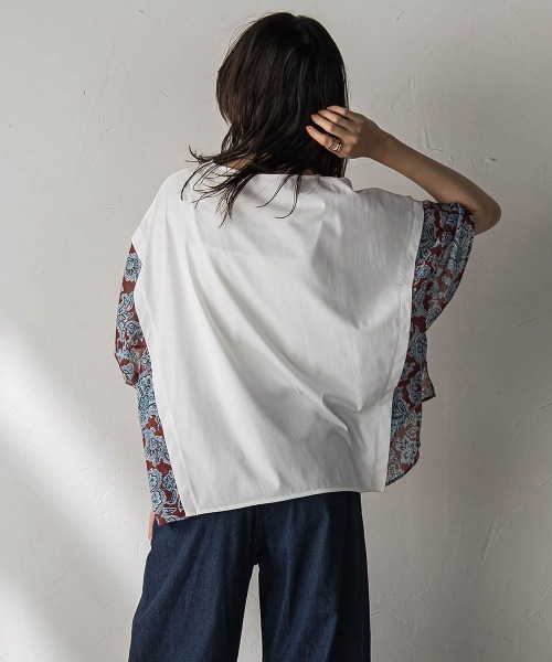 MAYSON GREY（メイソングレイ）の「ペイズリー柄ドッキングポンチョTシャツ≪洗濯機で洗える≫（Tシャツ/カットソー・レディース・アイボリー/レッド系その他・M）」の6枚目の写真