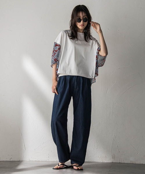 MAYSON GREY（メイソングレイ）の「ペイズリー柄ドッキングポンチョTシャツ≪洗濯機で洗える≫（Tシャツ/カットソー・レディース・アイボリー/レッド系その他・M）」の5枚目の写真