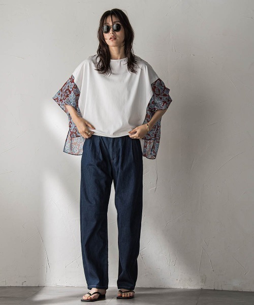 MAYSON GREY（メイソングレイ）の「ペイズリー柄ドッキングポンチョTシャツ≪洗濯機で洗える≫（Tシャツ/カットソー・レディース・アイボリー/レッド系その他・M）」の4枚目の写真