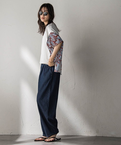 MAYSON GREY（メイソングレイ）の「ペイズリー柄ドッキングポンチョTシャツ≪洗濯機で洗える≫（Tシャツ/カットソー・レディース・アイボリー/レッド系その他・M）」の3枚目の写真