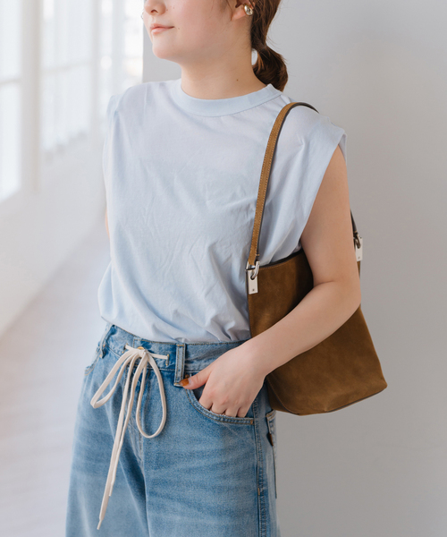 ATON（エイトン）の「ATON/エイトン FRESCA SINGLE JERSEY TANK TOP（タンクトップ・レディース・スカイブルー/イエロー/ピンク/ブラック・38）」の3枚目の写真