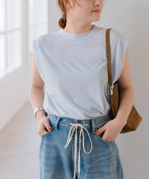 ATON（エイトン）の「ATON/エイトン FRESCA SINGLE JERSEY TANK TOP（タンクトップ・レディース・スカイブルー/イエロー/ピンク/ブラック・38）」の8枚目の写真