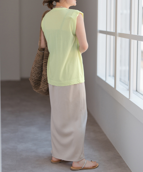 ATON（エイトン）の「ATON/エイトン FRESCA SINGLE JERSEY TANK TOP（タンクトップ・レディース・スカイブルー/イエロー/ピンク/ブラック・38）」の22枚目の写真