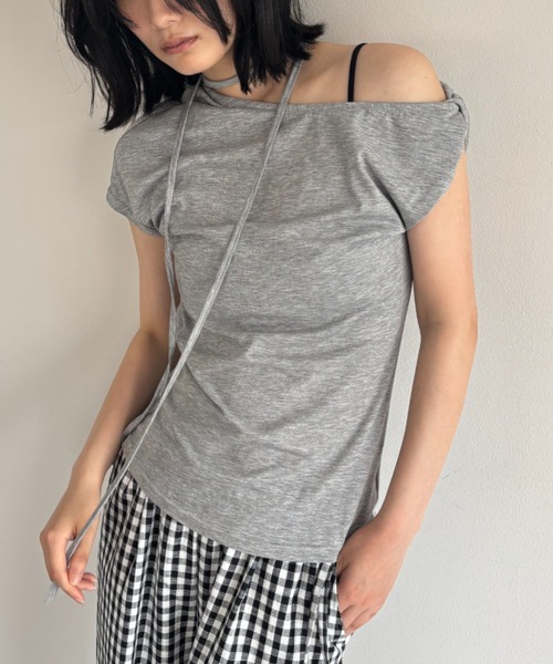 FUULLY STUDIO(フーリィーステューディオ)の「マルチウェイオフショルコードトップス(Tシャツ/カットソー・レディース・ホワイト/ネイビー/グレー・FREE)」の7枚目の写真