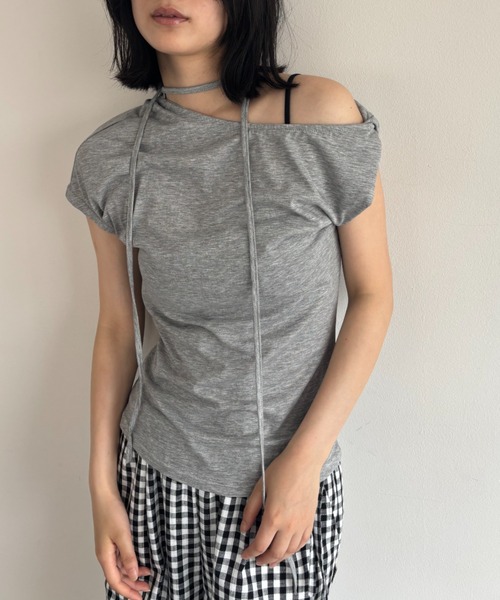 FUULLY STUDIO(フーリィーステューディオ)の「マルチウェイオフショルコードトップス(Tシャツ/カットソー・レディース・ホワイト/ネイビー/グレー・FREE)」の8枚目の写真