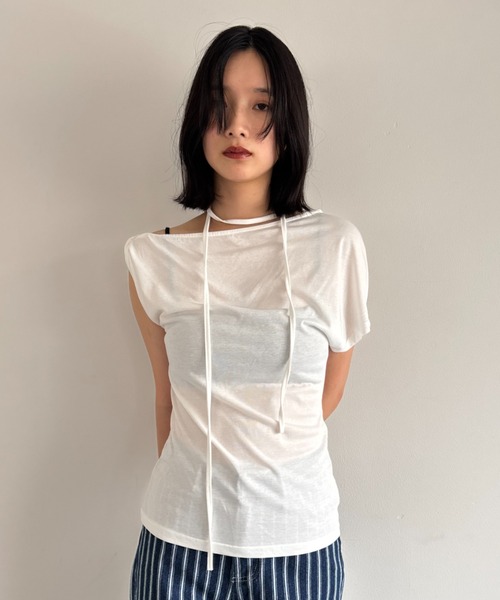 FUULLY STUDIO(フーリィーステューディオ)の「マルチウェイオフショルコードトップス(Tシャツ/カットソー・レディース・ホワイト/ネイビー/グレー・FREE)」の11枚目の写真