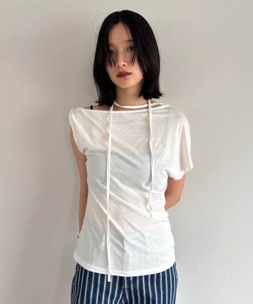 FUULLY STUDIO(フーリィーステューディオ)の「マルチウェイオフショルコードトップス(Tシャツ/カットソー・レディース・ホワイト/ネイビー/グレー・FREE)」の12枚目の写真