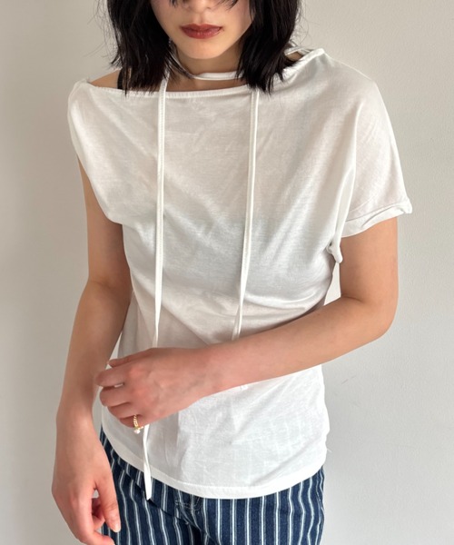FUULLY STUDIO(フーリィーステューディオ)の「マルチウェイオフショルコードトップス(Tシャツ/カットソー・レディース・ホワイト/ネイビー/グレー・FREE)」の16枚目の写真