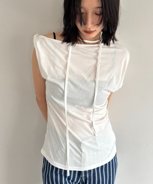 FUULLY STUDIO(フーリィーステューディオ)の「マルチウェイオフショルコードトップス(Tシャツ/カットソー・レディース・ホワイト/ネイビー/グレー・FREE)」の15枚目の写真
