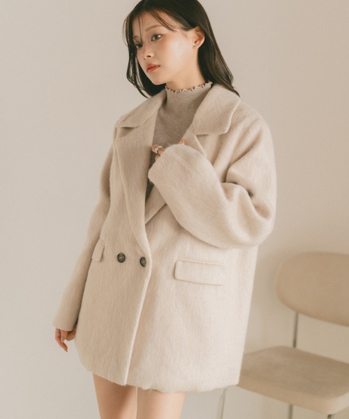 セール】ミックスシャギーテーラードジャケットコート（テーラード