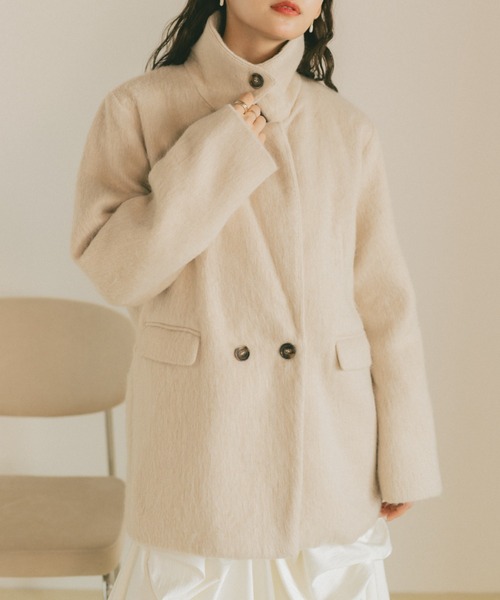 VANNIE U（ヴァニーユー）の「ミックスシャギーテーラードジャケットコート（テーラードジャケット・レディース・アイボリー/グレー/ブラウン・FREE）」の15枚目の写真