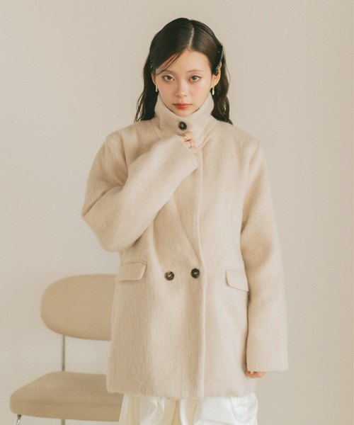 VANNIE U（ヴァニーユー）の「ミックスシャギーテーラードジャケットコート（テーラードジャケット・レディース・アイボリー/グレー/ブラウン・FREE）」の13枚目の写真