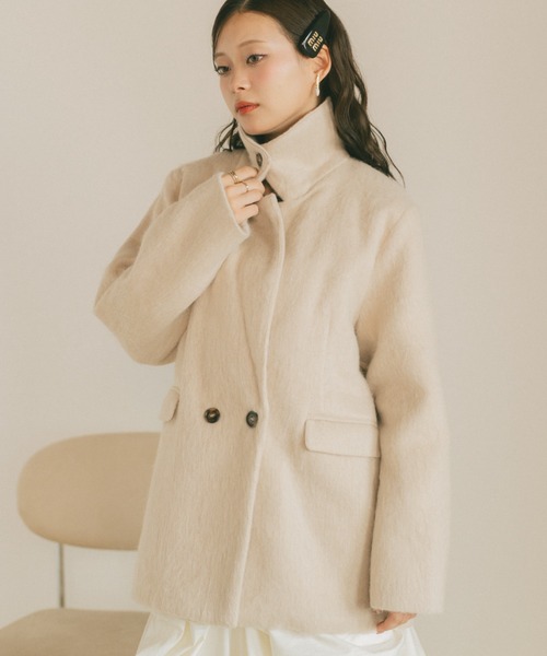VANNIE U（ヴァニーユー）の「ミックスシャギーテーラードジャケットコート（テーラードジャケット・レディース・アイボリー/グレー/ブラウン・FREE）」の14枚目の写真
