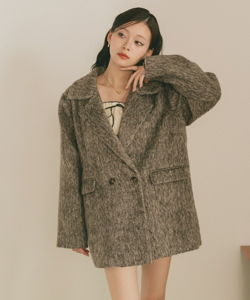 VANNIE U（ヴァニーユー）の「ミックスシャギーテーラードジャケットコート（テーラードジャケット・レディース・アイボリー/グレー/ブラウン・FREE）」の21枚目の写真