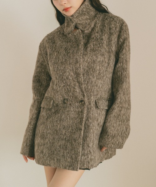 VANNIE U（ヴァニーユー）の「ミックスシャギーテーラードジャケットコート（テーラードジャケット・レディース・アイボリー/グレー/ブラウン・FREE）」の22枚目の写真