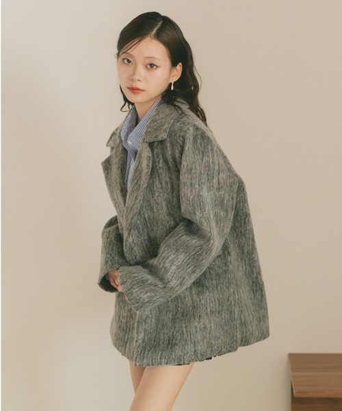 セール】ミックスシャギーテーラードジャケットコート（テーラード