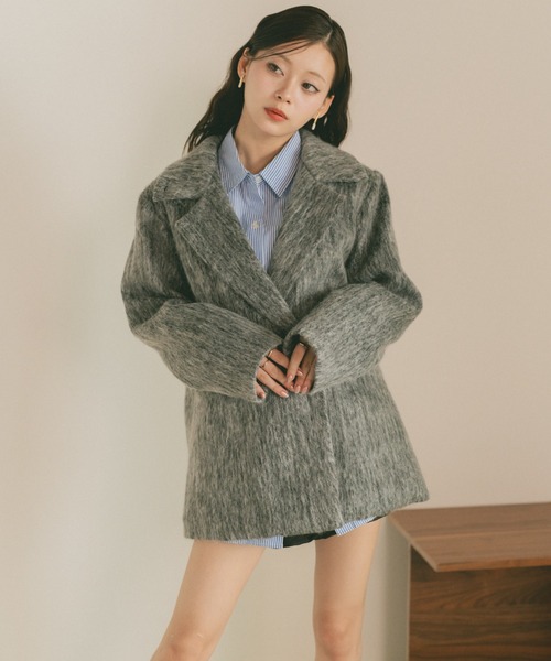 セール】ミックスシャギーテーラードジャケットコート（テーラード