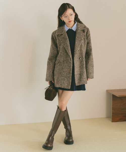 セール】ミックスシャギーテーラードジャケットコート（テーラード