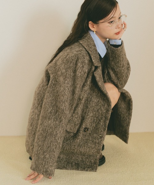 セール】ミックスシャギーテーラードジャケットコート（テーラード