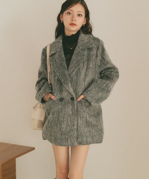 ミックスシャギーテーラードジャケットコート（テーラードジャケット