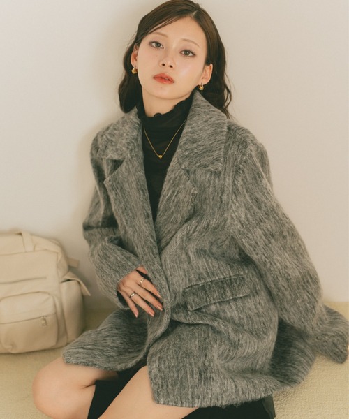 ミックスシャギーテーラードジャケットコート（テーラードジャケット