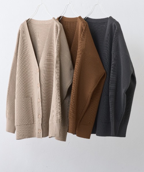 PUAL CE CIN（ピュアルセシン）の「【WEB限定・Du noir】スポンディッシュBIGVネックカーディガン（カーディガン/ボレロ・レディース・グレー/ブラウン/ベージュ・FREE）」の8枚目の写真