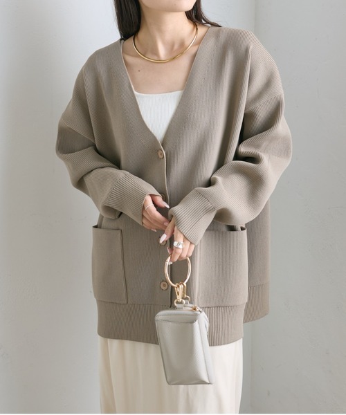 PUAL CE CIN（ピュアルセシン）の「【WEB限定・Du noir】スポンディッシュBIGVネックカーディガン（カーディガン/ボレロ・レディース・グレー/ブラウン/ベージュ・FREE）」の6枚目の写真