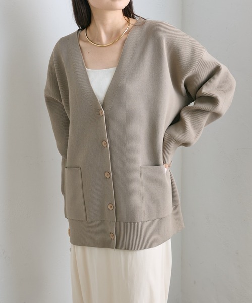 PUAL CE CIN（ピュアルセシン）の「【WEB限定・Du noir】スポンディッシュBIGVネックカーディガン（カーディガン/ボレロ・レディース・グレー/ブラウン/ベージュ・FREE）」の5枚目の写真