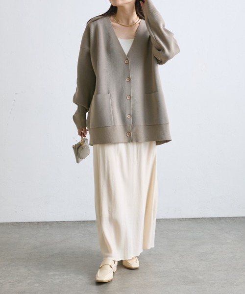 PUAL CE CIN（ピュアルセシン）の「【WEB限定・Du noir】スポンディッシュBIGVネックカーディガン（カーディガン/ボレロ・レディース・グレー/ブラウン/ベージュ・FREE）」の4枚目の写真