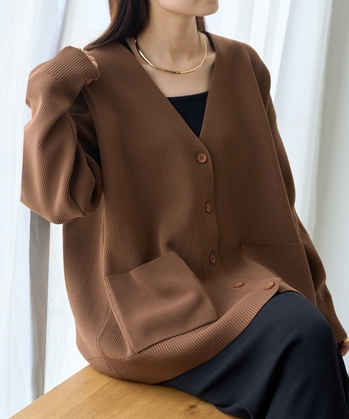 PUAL CE CIN（ピュアルセシン）の「【WEB限定・Du noir】スポンディッシュBIGVネックカーディガン（カーディガン/ボレロ・レディース・グレー/ブラウン/ベージュ・FREE）」の22枚目の写真