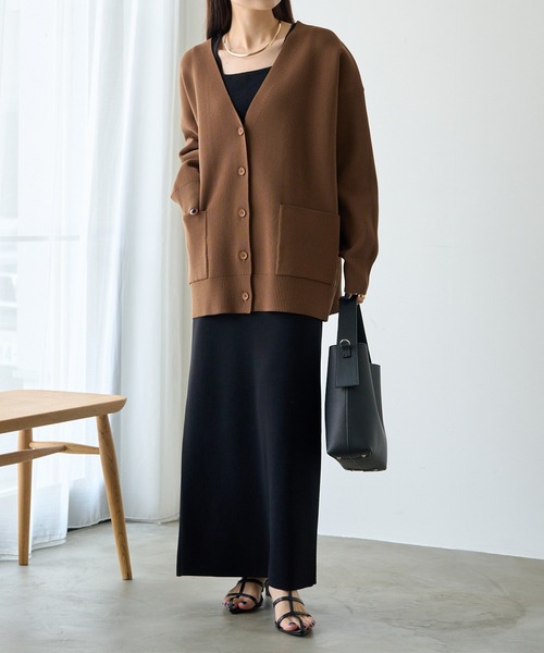 PUAL CE CIN（ピュアルセシン）の「【WEB限定・Du noir】スポンディッシュBIGVネックカーディガン（カーディガン/ボレロ・レディース・グレー/ブラウン/ベージュ・FREE）」の21枚目の写真