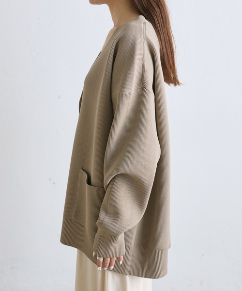 PUAL CE CIN（ピュアルセシン）の「【WEB限定・Du noir】スポンディッシュBIGVネックカーディガン（カーディガン/ボレロ・レディース・グレー/ブラウン/ベージュ・FREE）」の13枚目の写真