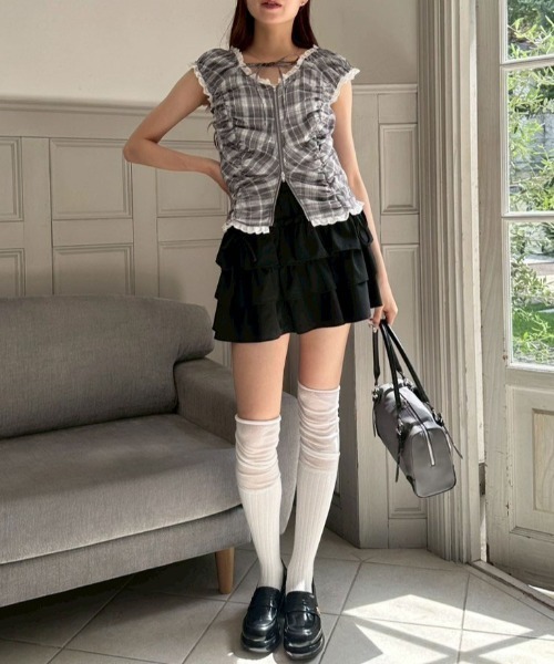 OLIVE des OLIVE(オリーブデオリーブ)の「フリルリボンジップトップス(シャツ/ブラウス・レディース・レッド/グレー/オフホワイト・FREE)」の12枚目の写真