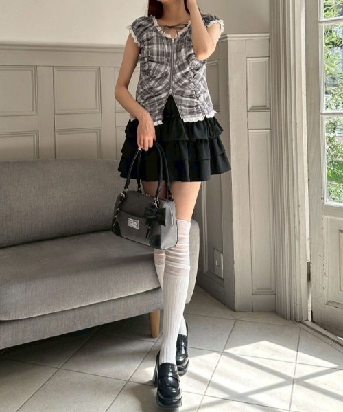 OLIVE des OLIVE(オリーブデオリーブ)の「フリルリボンジップトップス(シャツ/ブラウス・レディース・レッド/グレー/オフホワイト・FREE)」の13枚目の写真