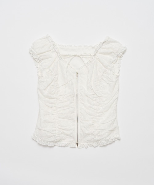 OLIVE des OLIVE(オリーブデオリーブ)の「フリルリボンジップトップス(シャツ/ブラウス・レディース・レッド/グレー/オフホワイト・FREE)」の15枚目の写真