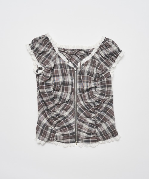 OLIVE des OLIVE(オリーブデオリーブ)の「フリルリボンジップトップス(シャツ/ブラウス・レディース・レッド/グレー/オフホワイト・FREE)」の16枚目の写真