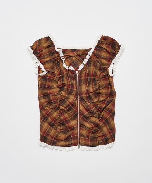 OLIVE des OLIVE(オリーブデオリーブ)の「フリルリボンジップトップス(シャツ/ブラウス・レディース・レッド/グレー/オフホワイト・FREE)」の17枚目の写真