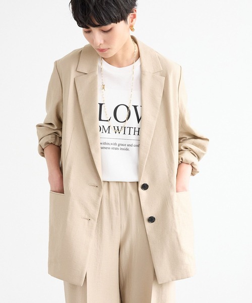 BARNYARDSTORM(バンヤードストーム)の「BARNYARDSTORM / フィラメントツイルジャケット / ハンドウォッシャブル【WEB限定カラー】(テーラードジャケット・レディース・カーキ/ベージュ/ブラック・S/M)」の1枚目の写真