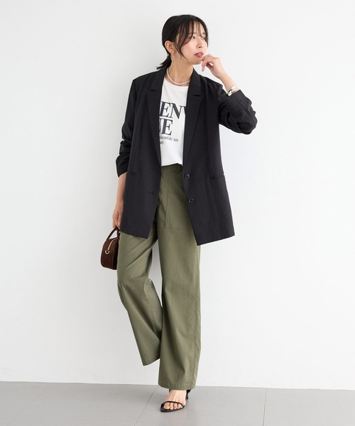 BARNYARDSTORM(バンヤードストーム)の「BARNYARDSTORM / フィラメントツイルジャケット / ハンドウォッシャブル【WEB限定カラー】(テーラードジャケット・レディース・カーキ/ベージュ/ブラック・S/M)」の6枚目の写真