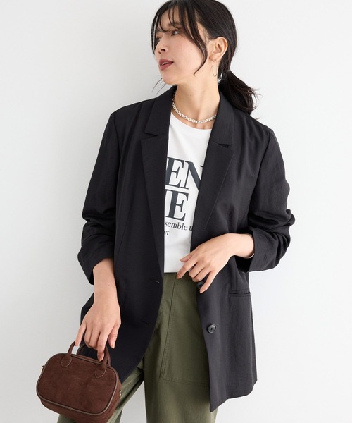 BARNYARDSTORM(バンヤードストーム)の「BARNYARDSTORM / フィラメントツイルジャケット / ハンドウォッシャブル【WEB限定カラー】(テーラードジャケット・レディース・カーキ/ベージュ/ブラック・S/M)」の7枚目の写真